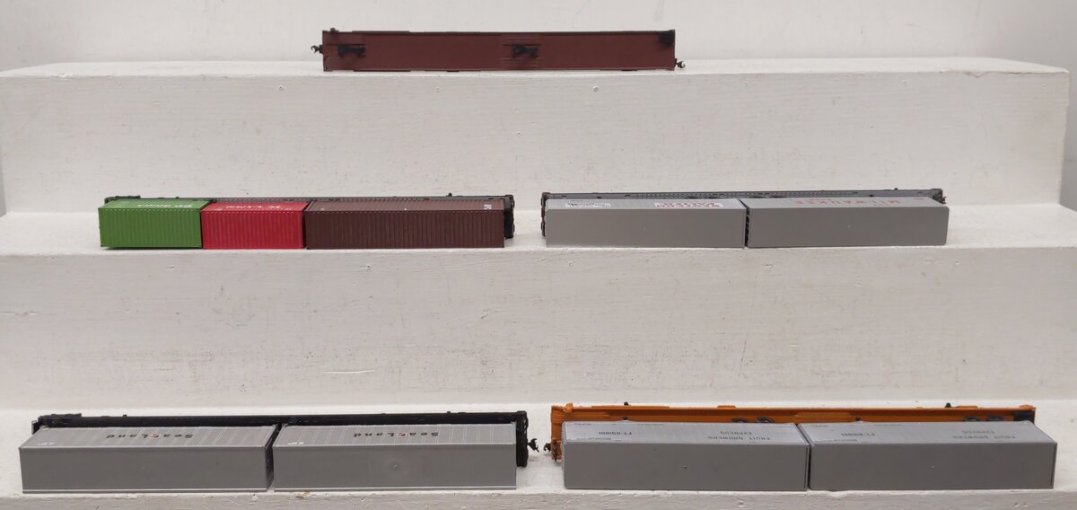 HO Scale Trailer Flatcars with Trailers & Containers [5] VG