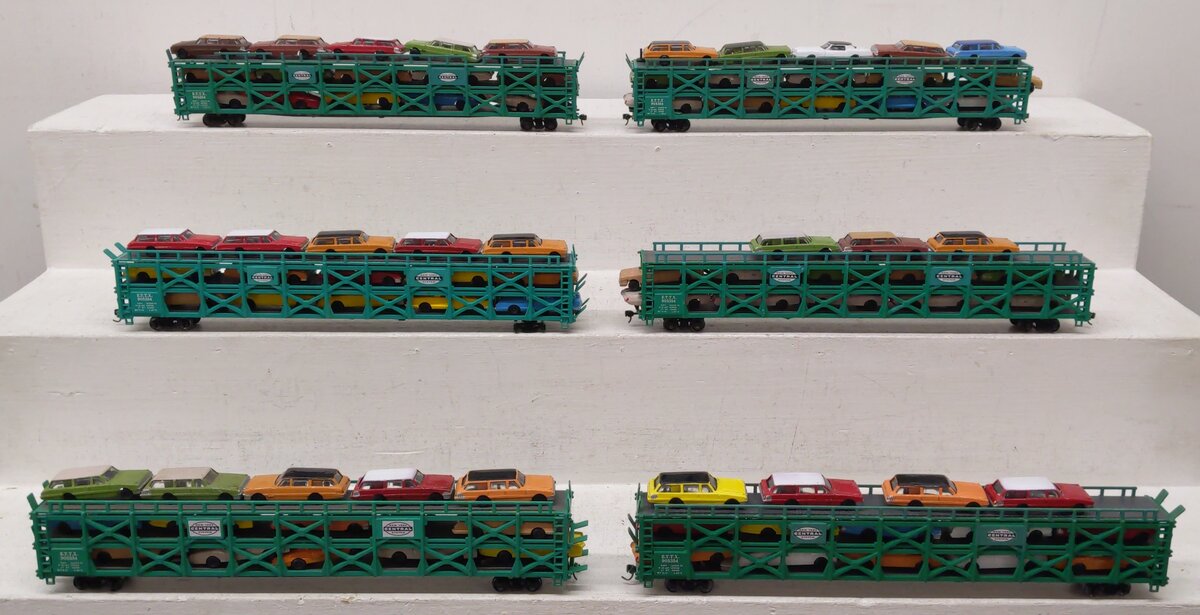 Bachmann HO Scale ETTX/New York Central Systems Auto Carriers w/ Cars [6] VG