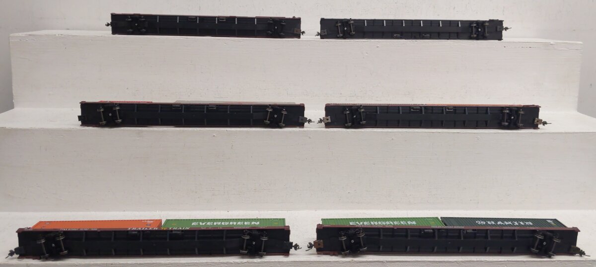 Athearn HO Scale Assorted Trailer Flatcars with Containers & Trailers [6] VG