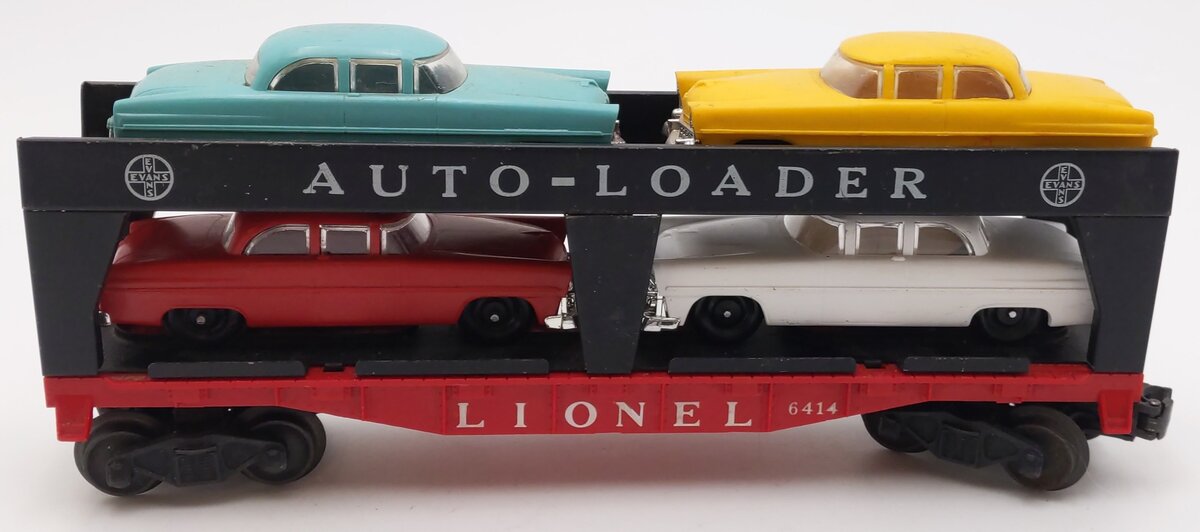 Lionel 6414 Vintage O Gauge Postwar Evans Autoloader with 4 Automobiles VG