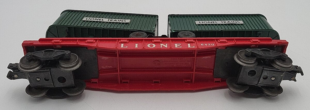 Lionel 6430 Vintage O Flatcar W/2 Green Trailer Vans VG