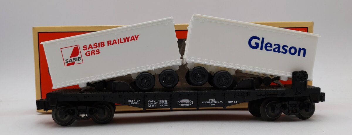 Lionel 6-52114 O Gauge NYC TTOS Flatcar with Gleason & SASIB Trailer EX/Box