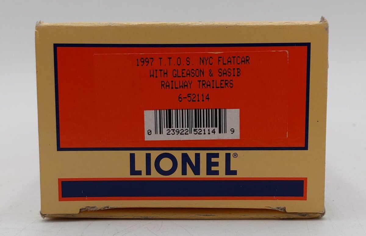 Lionel 6-52114 O Gauge NYC TTOS Flatcar with Gleason & SASIB Trailer EX/Box