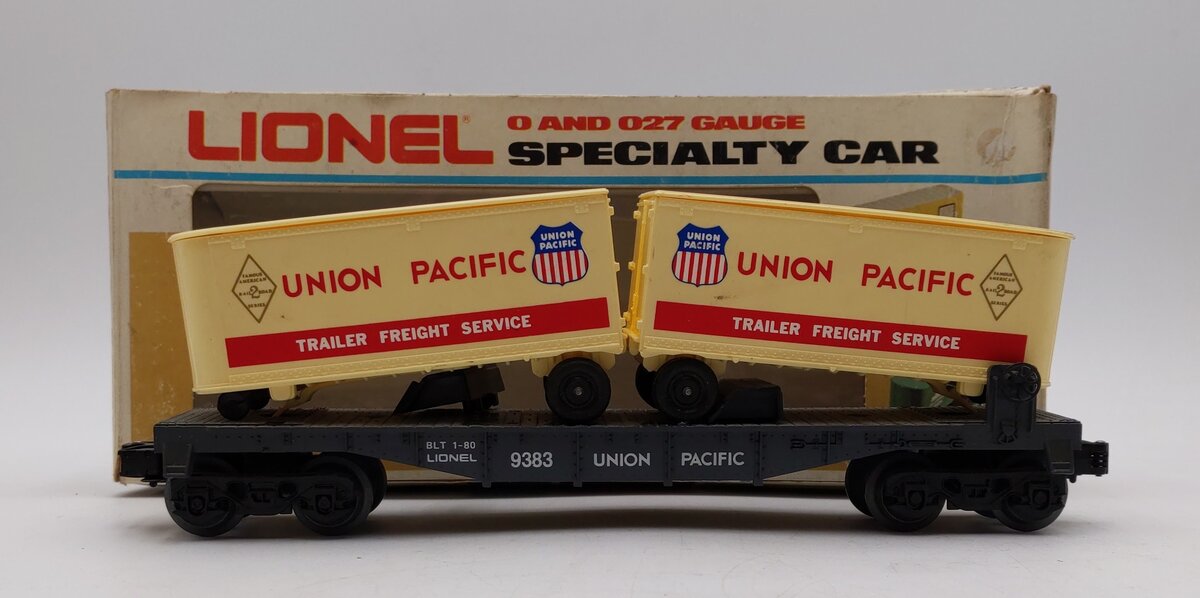Lionel 6-9383 O Gauge Union Pacific FAR Piggyback Flatcar w/ Trailers VG/Box