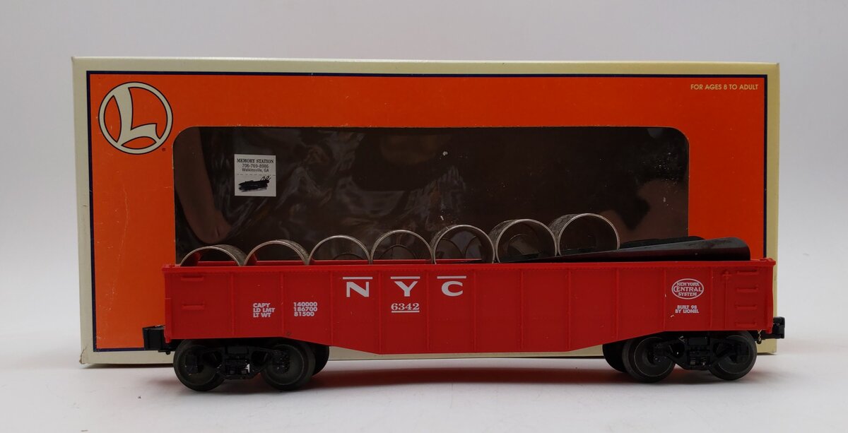 Lionel 6-19429 O Gauge New York Central Culvert Gondola w/ Culverts #6342 VG/Box