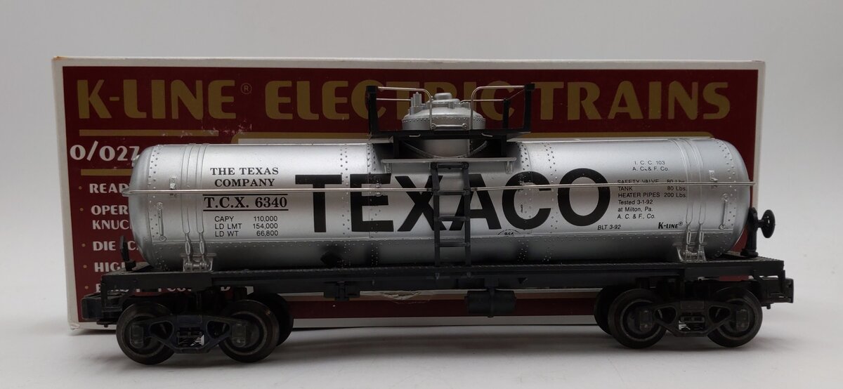 K-Line K-6340 O Texaco Single Dome Classic Tank Car VG/Box