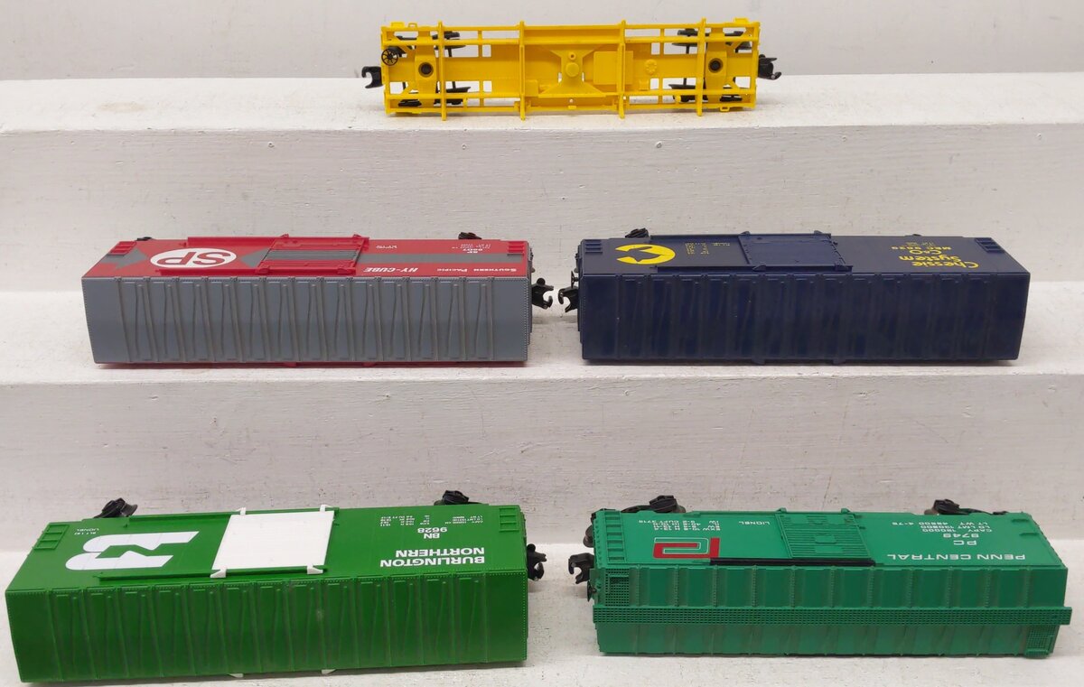 Lionel O Gauge Assorted Freight Cars 6-9628, 6-9749, 6-9629, 6-9303, 6-9607 [5] VG/Box