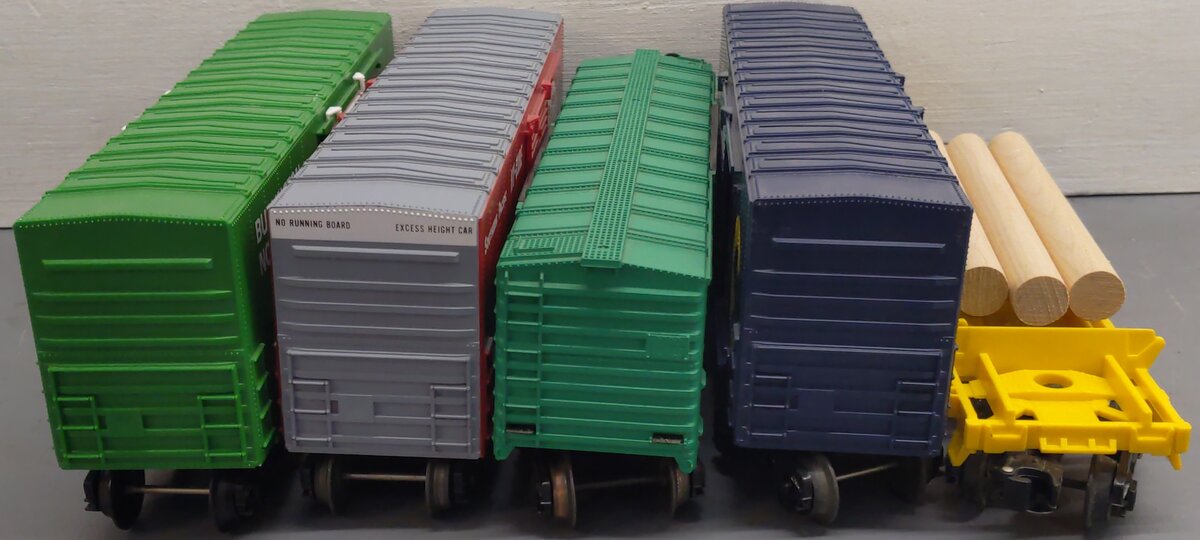 Lionel O Gauge Assorted Freight Cars 6-9628, 6-9749, 6-9629, 6-9303, 6-9607 [5] VG/Box