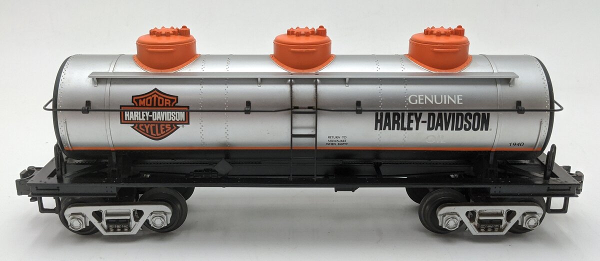 MTH 30-4120B O Gauge Harley Davidson 3-Dome Tank Car EX/Box