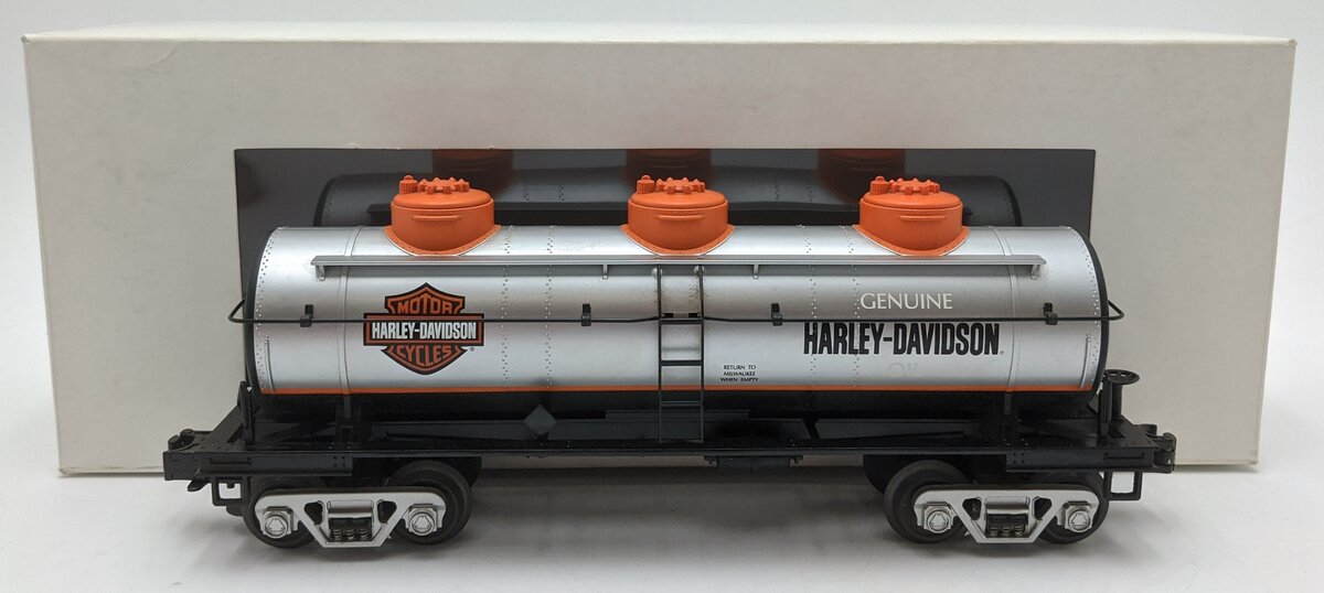 MTH 30-4120B O Gauge Harley Davidson 3-Dome Tank Car EX/Box
