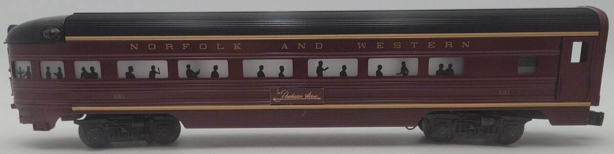 Lionel 6-9566 O Gauge Norfolk & Western Aluminum Observation Car #581 EX/Box