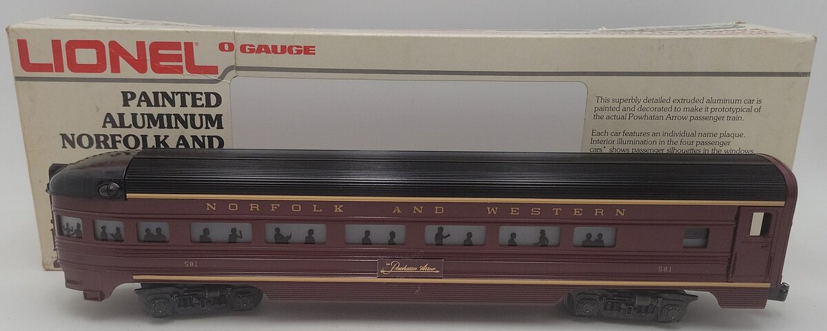 Lionel 6-9566 O Gauge Norfolk & Western Aluminum Observation Car #581 EX/Box