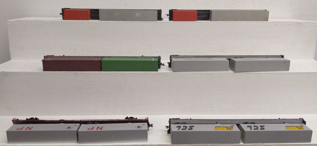 Athearn HO Scale Trailer Flatcars with Containers & Trailers [6] VG