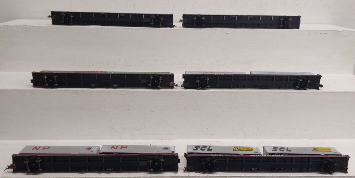 Athearn HO Scale Trailer Flatcars with Containers & Trailers [6] VG