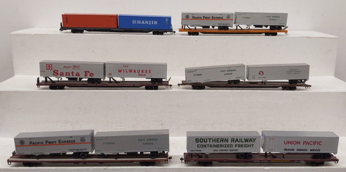 Athearn HO Scale Trailer Flatcar with Trailers & Containers [6] VG