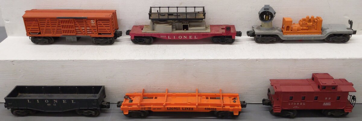 Lionel Vintage O Gauge Freight Cars: 6012, 6357, 6362-55, 3656, 3520, 6812 [6] VG