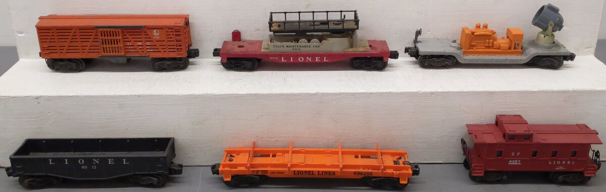 Lionel Vintage O Gauge Freight Cars: 6012, 6357, 6362-55, 3656, 3520, 6812 [6] VG