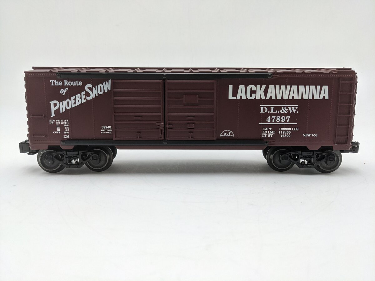 Lionel 6-39248 O Gauge Erie Lackawanna Double Door Box Car w/Hobo Inside #47897 EX
