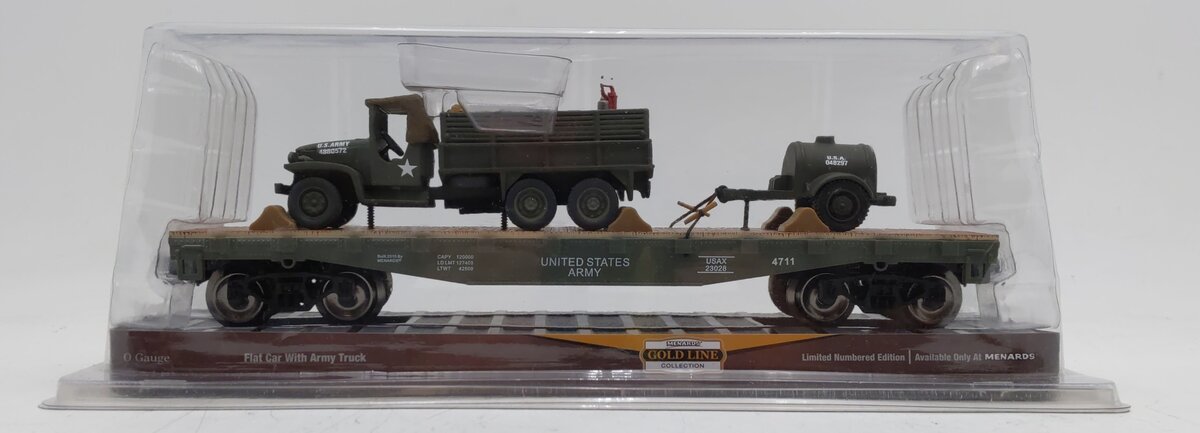 Menards O Gauge U.S Army Flat Car with Army Truck #4711 NIB