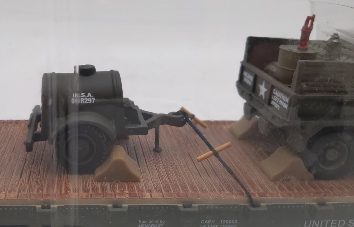 Menards O Gauge U.S Army Flat Car with Army Truck #4711 NIB