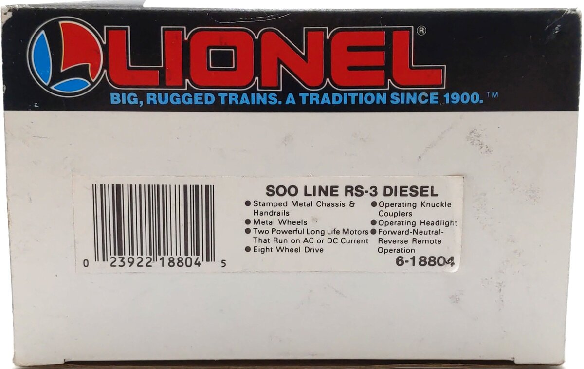 Lionel 6-18804 O Gauge Soo Line RS-3 Diesel Locomotive #8804 LN/Box