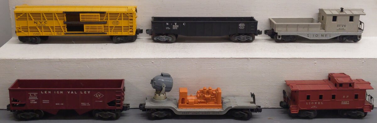 Lionel Vintage O Gauge Freight Cars #6356,3520,6119,25000,6257,6462 [6] VG