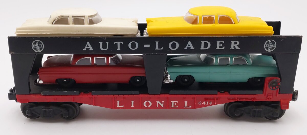 Lionel 6414 Vintage O Gauge Postwar Evans Autoloader with 4 Automobiles VG