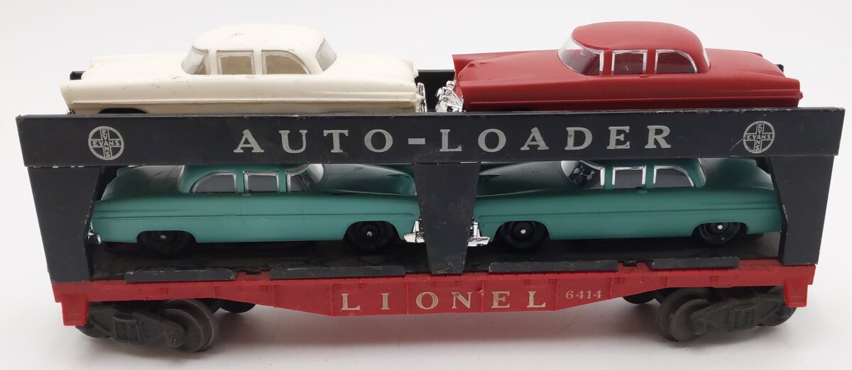 Lionel 6414 Vintage O Gauge Postwar Evans Autoloader with 4 Automobiles VG