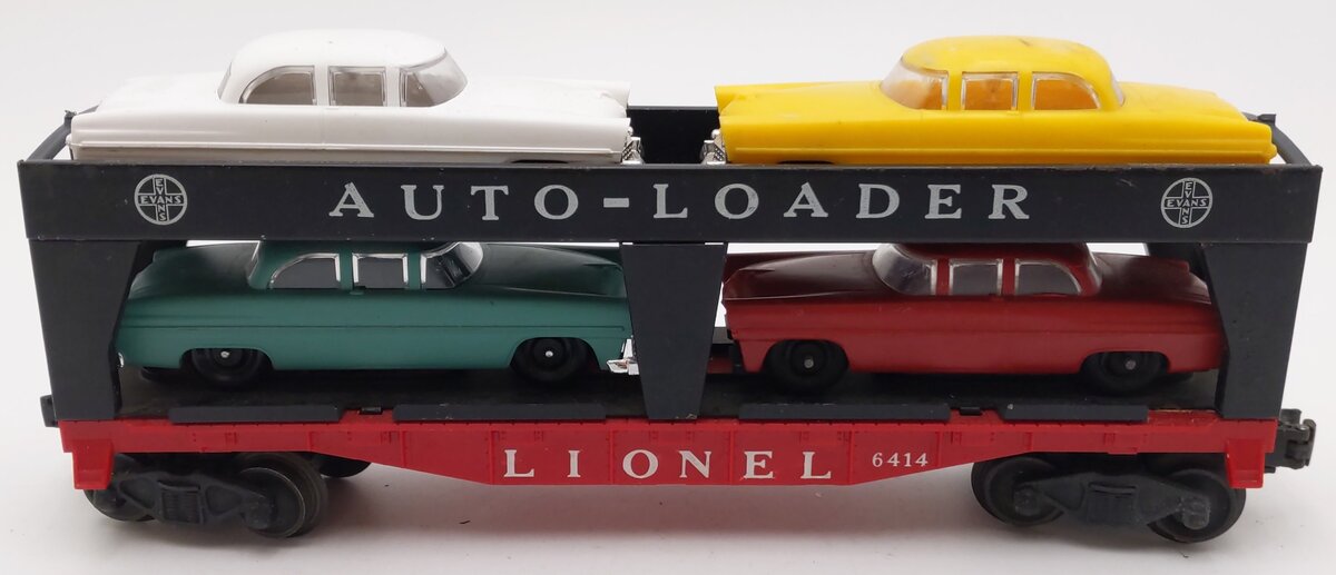Lionel 6414 Vintage O Gauge Postwar Evans Autoloader with 4 Automobiles VG