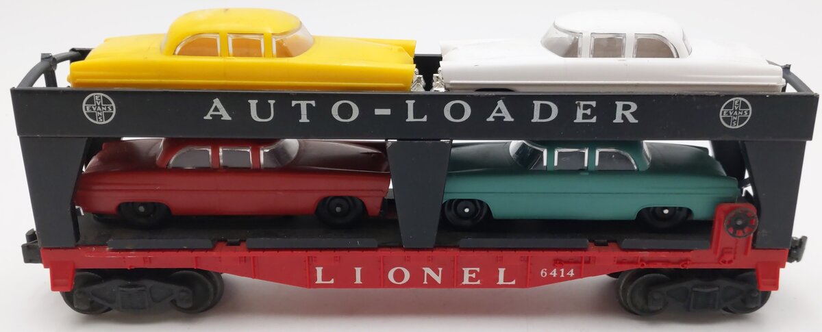 Lionel 6414 Vintage O Gauge Postwar Evans Autoloader with 4 Automobiles VG