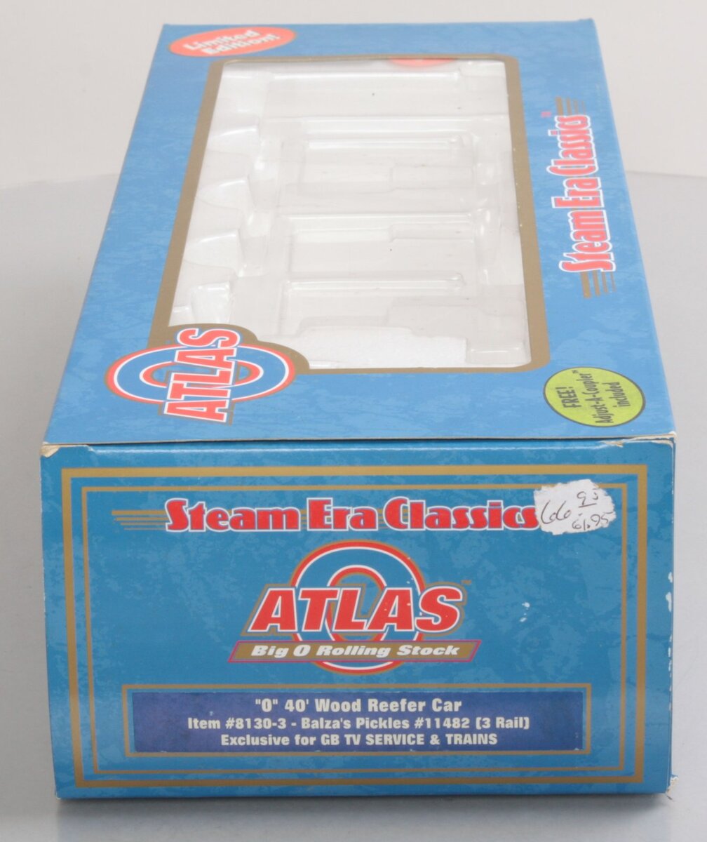 Atlas 8130-3 O Gauge Balza's Pickles Reefer Car #11482 (3 Rail) NIB