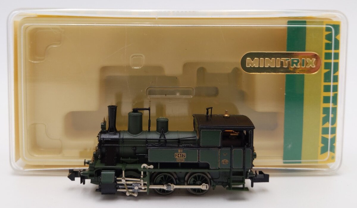 Minitrix 12044 N Scale K.Bay.Sts.B Bayer. Tenderlok D II Steam Locomotive #2417 LN/Box