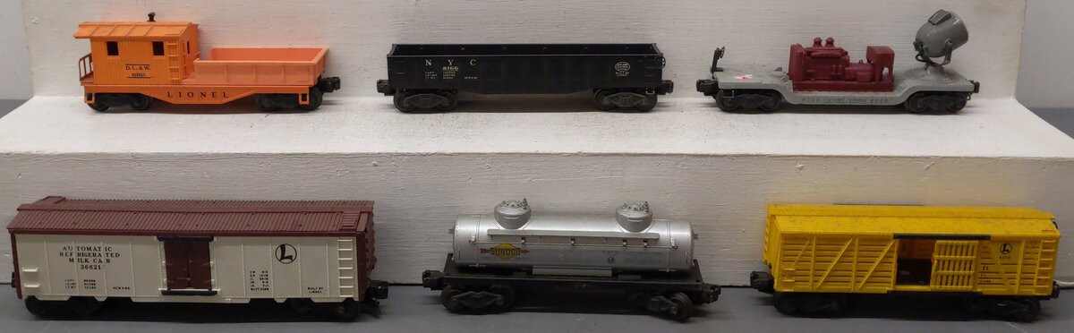 Lionel Vintage O Gauge Freight Cars: 6520, 6462, 6119-25, 3662, 6465, 6656 [6] VG