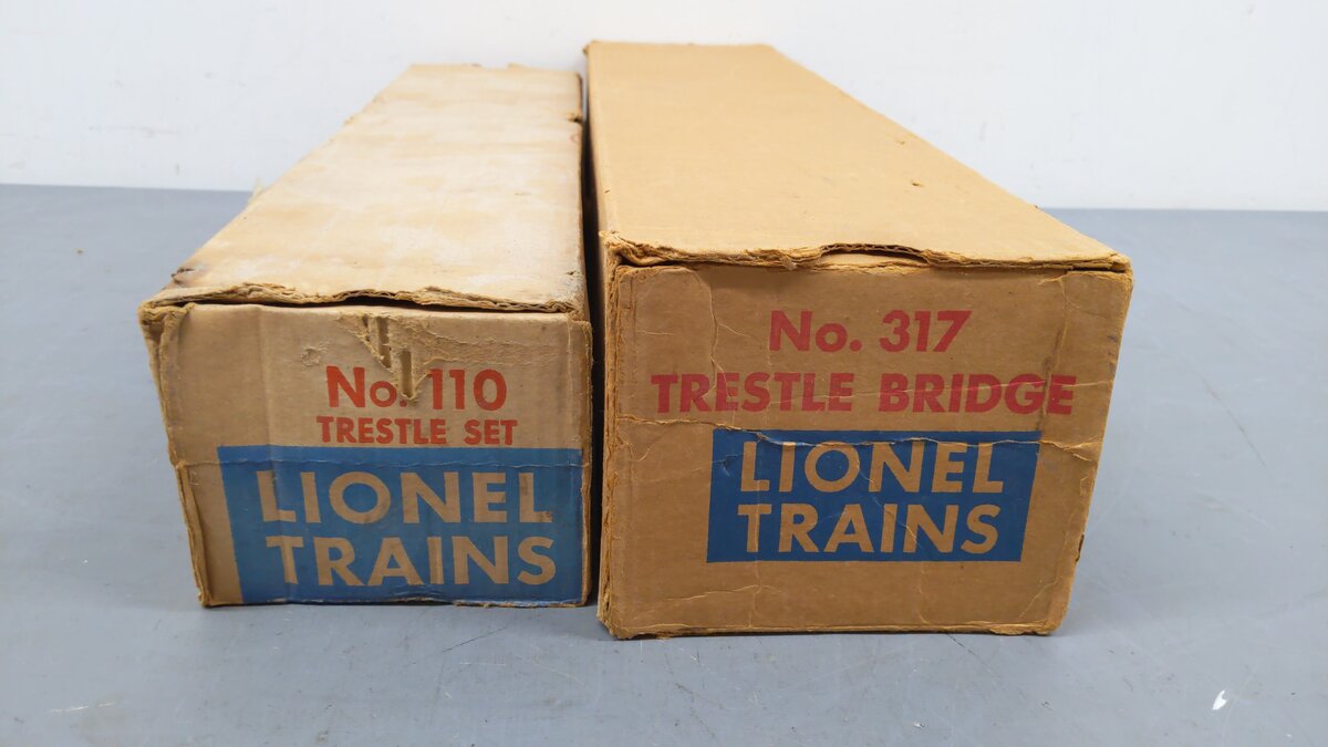 Lionel Vintage O Gauge 317 Trestle Bridge & 110 Trestle Set [2] VG/Box