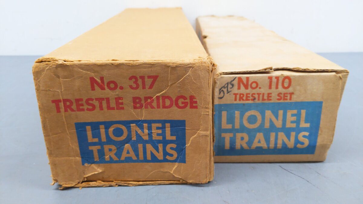 Lionel Vintage O Gauge 317 Trestle Bridge & 110 Trestle Set [2] VG/Box