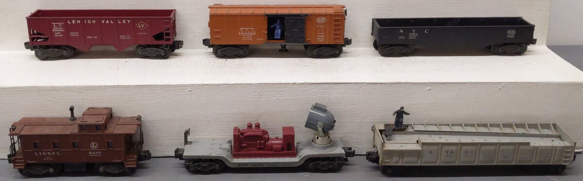 Lionel Vintage O Gauge Freight Cars #3520,356225,25000,6462,X3464,6457 [6] VG