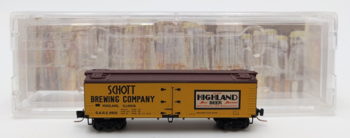Micro Fasteners 51800250 N Scale Schotts Brewing Co 40' Wood Reefer #9905 LN/Box