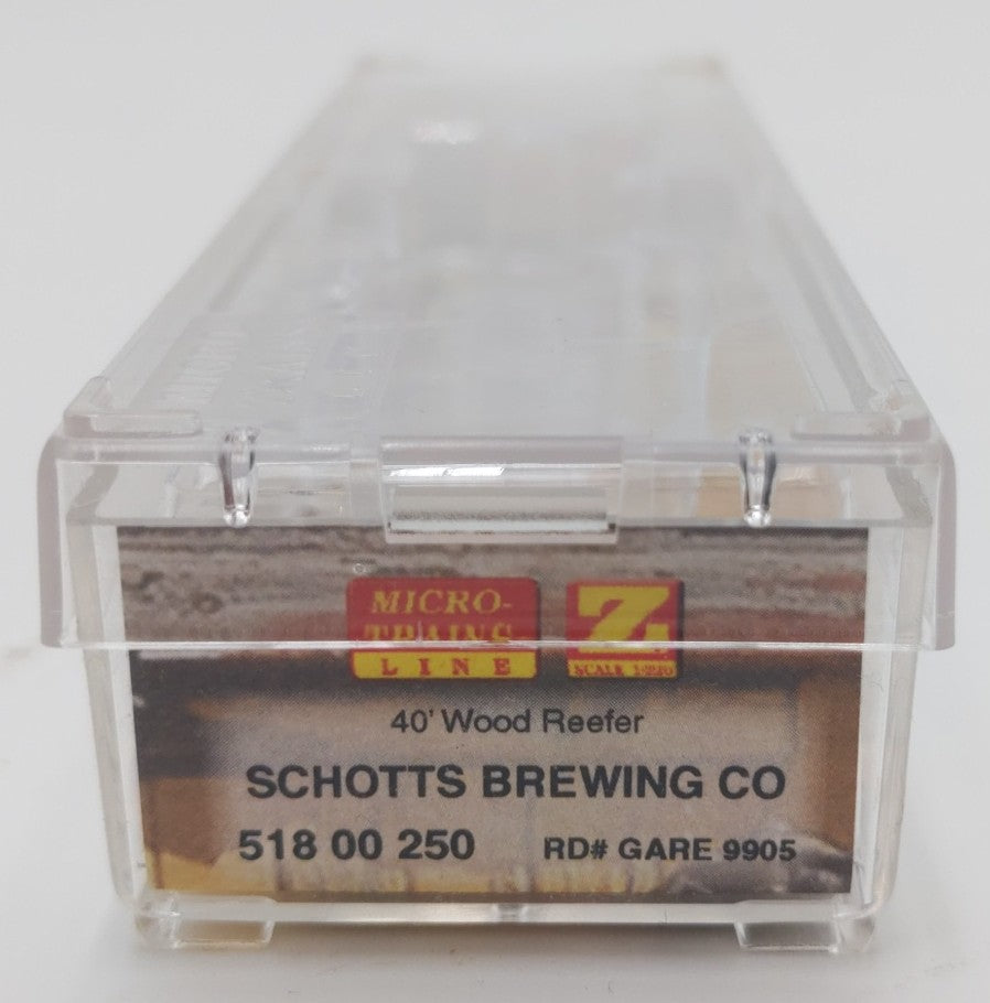 Micro Fasteners 51800250 N Scale Schotts Brewing Co 40' Wood Reefer #9905 LN/Box