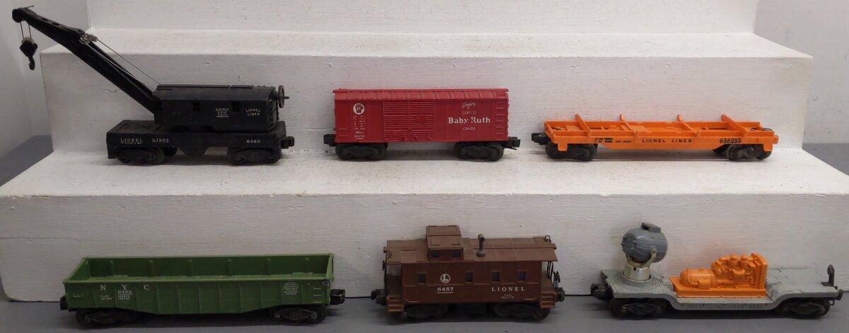 Lionel Vintage O Gauge Freight Cars #636255,3520,6460,X6014,6462,6457 [6] VG