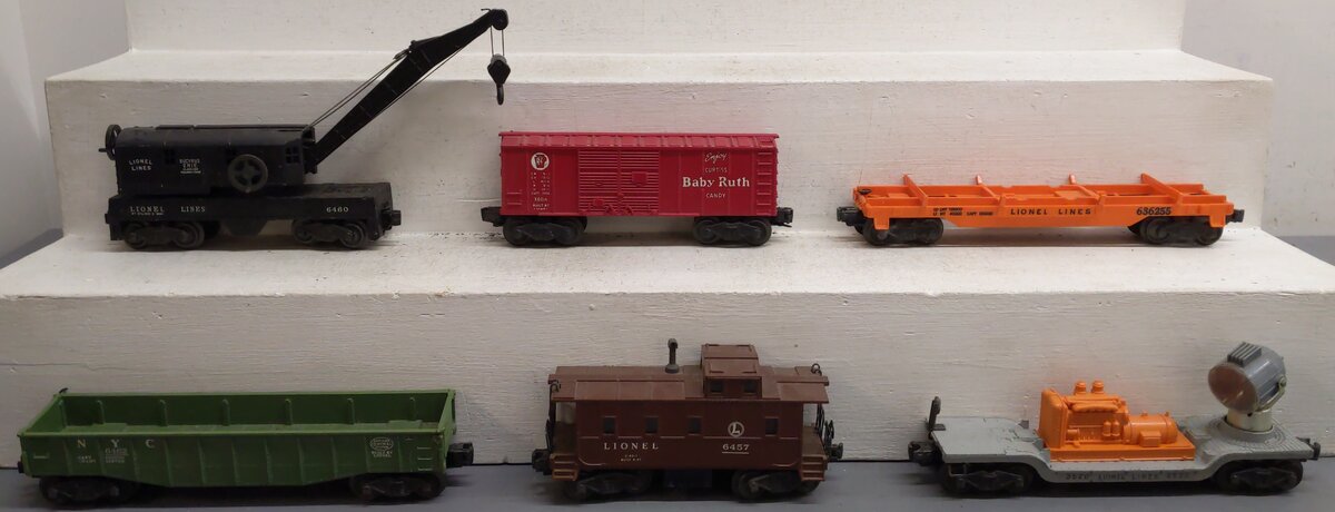 Lionel Vintage O Gauge Freight Cars #636255,3520,6460,X6014,6462,6457 [6] VG