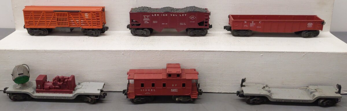 Lionel Vintage O Gauge Freight Cars #6520,6462,6257,6561,3656,25000 [6] VG