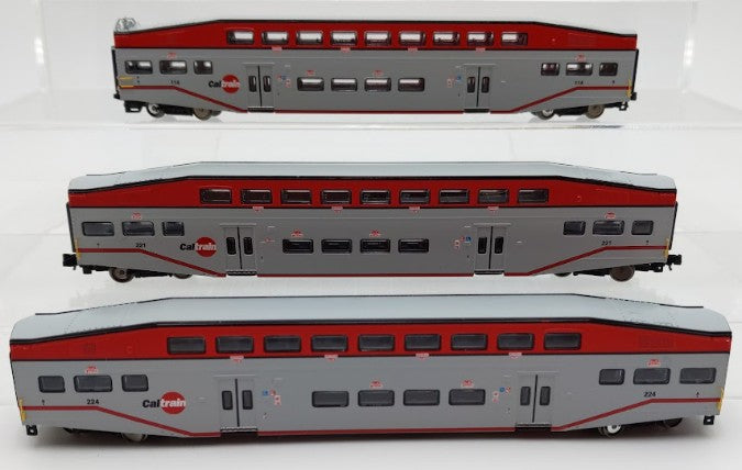Athearn 10168 N Scale Caltrain Bombardier Control Coach Car 3 Pack EX/Box