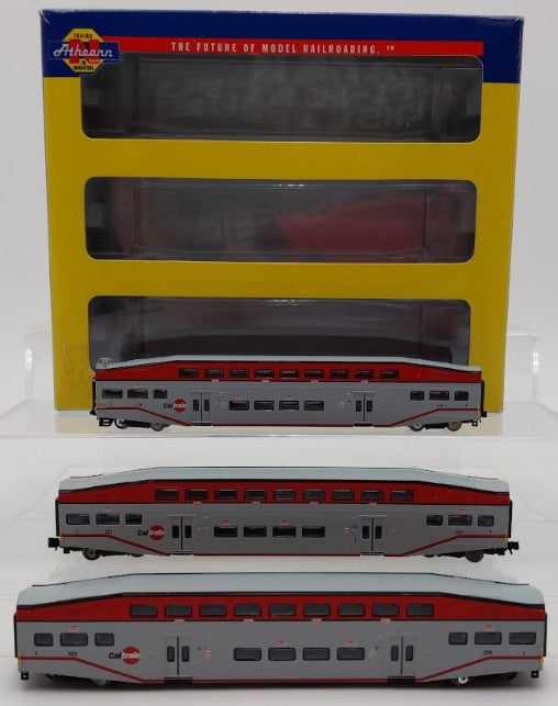 Athearn 10168 N Scale Caltrain Bombardier Control Coach Car 3 Pack EX/Box