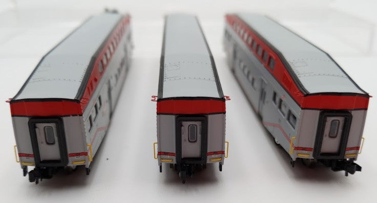 Athearn 10168 N Scale Caltrain Bombardier Control Coach Car 3 Pack EX/Box