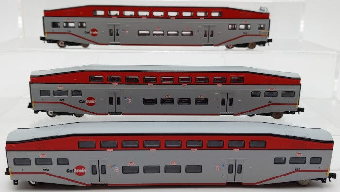 Athearn 10168 N Scale Caltrain Bombardier Control Coach Car 3 Pack EX/Box