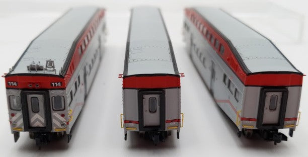 Athearn 10168 N Scale Caltrain Bombardier Control Coach Car 3 Pack EX/Box