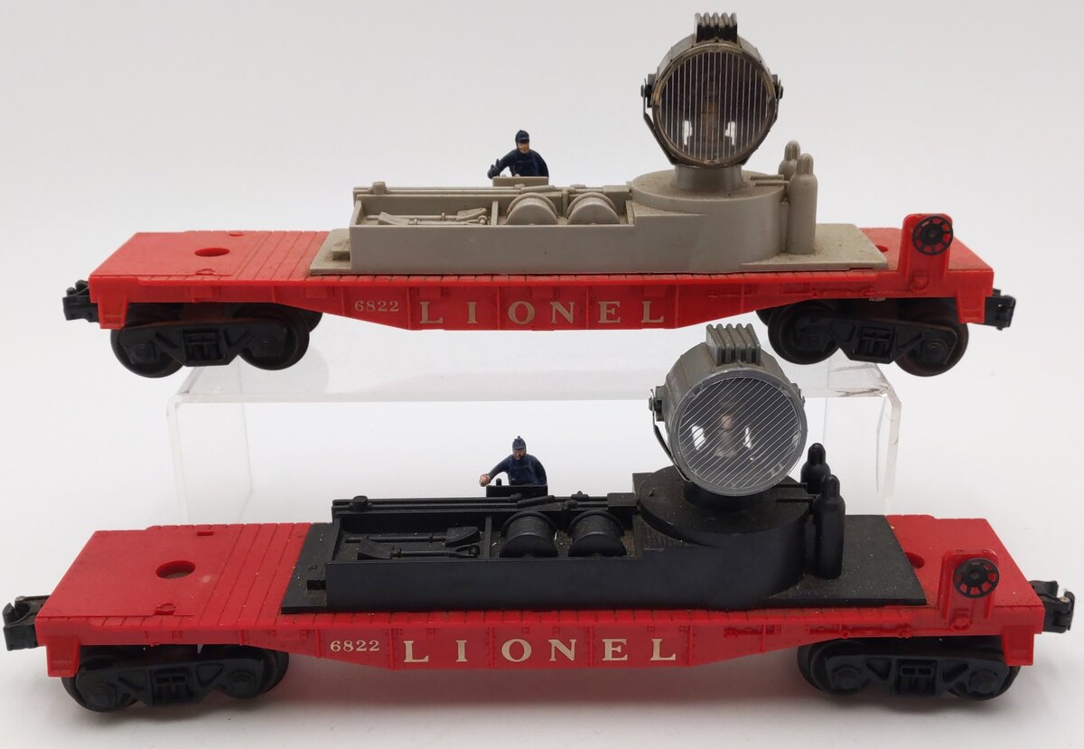 Lionel 6822 Vintage O Night Crew Searchlight Cars [2] VG
