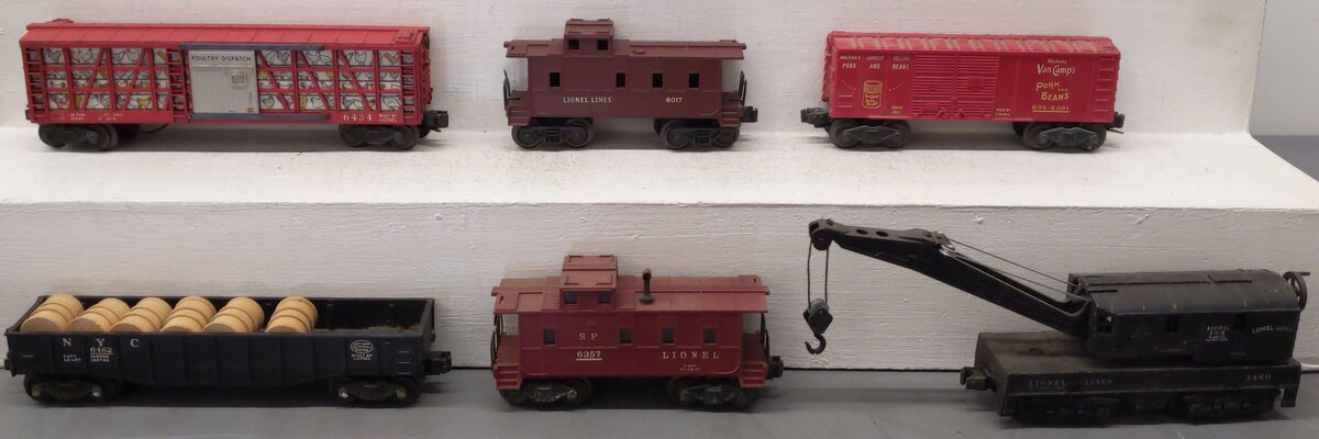 Lionel Vintage O Gauge Freight Cars: 6357, 6434, 6017, 6462, 2460, 638-2361 [6] VG