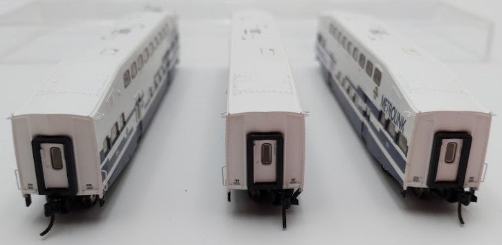 Athearn 10160 N Scale Bombardier Control Car #630 Bombardier Coachs #187 & 202 VG/Box
