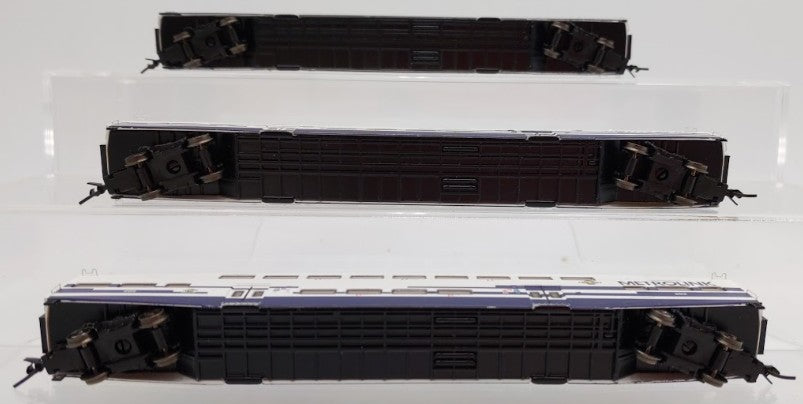 Athearn 10160 N Scale Bombardier Control Car #630 Bombardier Coachs #187 & 202 VG/Box